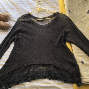 Millau Dark Green Sweater with lace underlay